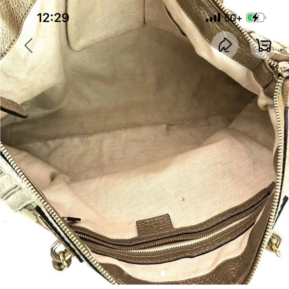 Gucci Beige and Brown Monogram Tote, like new with certificate - Picture 6 of 10